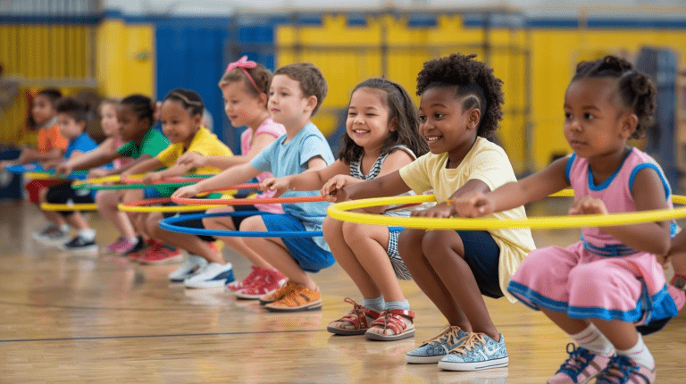 La Serpiente de Aros es un juego donde los participantes se forman en fila, cada uno dentro de un aro