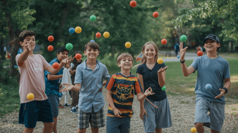 El Juego de Malabarismos con Pelotas es una divertida actividad de coordinación y memoria en la que los participantes forman un círculo y se lanzan pelotas entre sí siguiendo un patrón establecido.