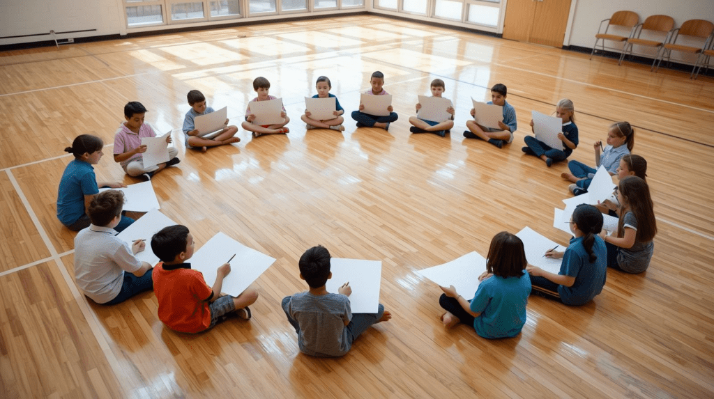 En este juego, todos los participantes escriben sus nombres y tres cosas verdaderas y una falsa acerca de sí mismos en una hoja grande de papel.