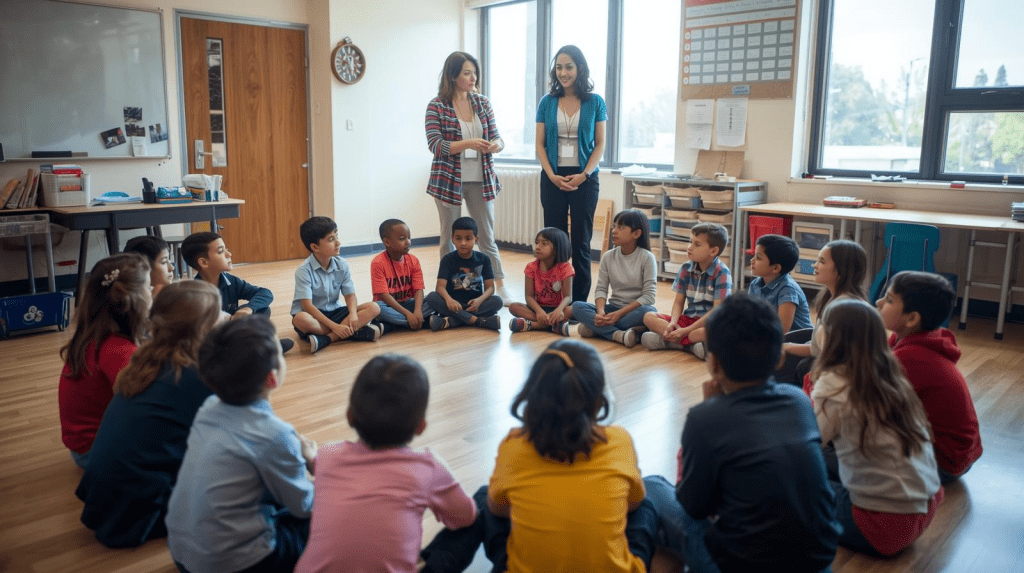 Un compañero empieza presentando al compañero que se encuentra al lado como un producto.