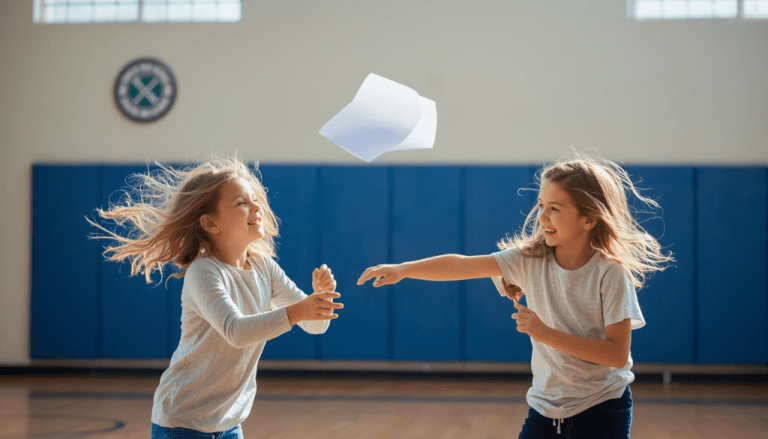 El objetivo principal es mover una hoja de papel de un lado a otro del cuerpo sin tocarla, lo que requiere destreza y control del movimiento.