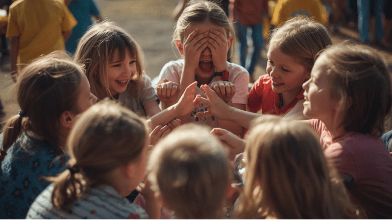 Los participantes se agrupan en pequeños círculos, donde uno de los miembros, con los ojos tapados, debe identificar quién de los demás le hizo una señal.